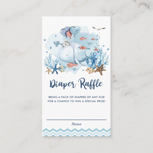 Carte D'accompagnement Baby shower bleu de baleine marine Raffin de couch (Devant)
