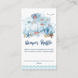 Carte D'accompagnement Baby shower bleu de baleine marine Raffin de couch