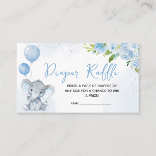 Carte D'accompagnement Baby shower bleu Eléphant Raffle de couche