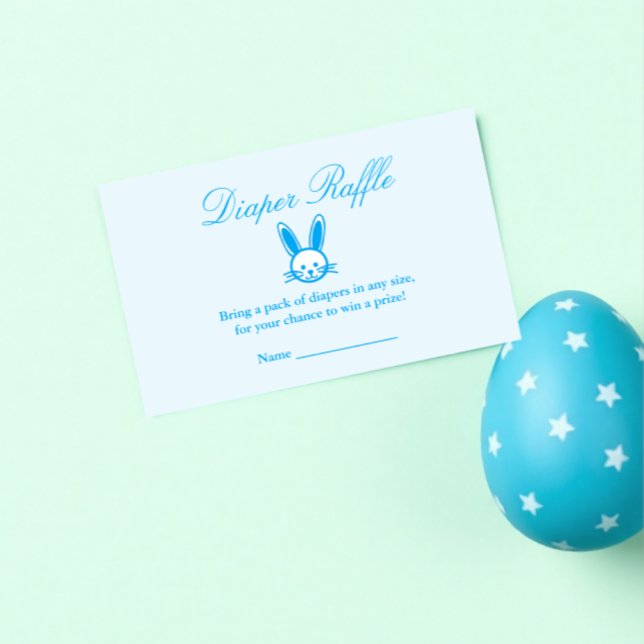 Carte D'accompagnement Baby shower Bleu Lapin Déchets Raffin (Créateur téléchargé)