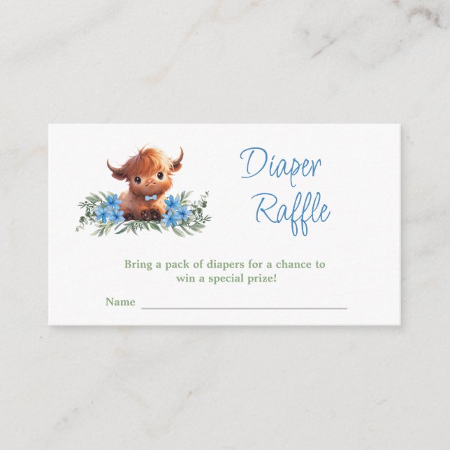 CARTE D'ACCOMPAGNEMENT BABY SHOWER BLEU MODERNE SAINT-VACHE DIAPER RAFFLE (Devant)