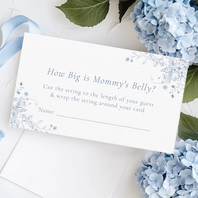 Carte D'accompagnement Baby shower bleu Quelle taille est maman ventre Je (Créateur téléchargé)