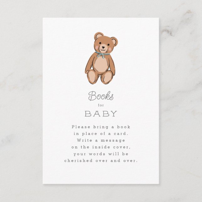 Carte D'accompagnement Baby shower bleu Teddy Bear classique (Devant)