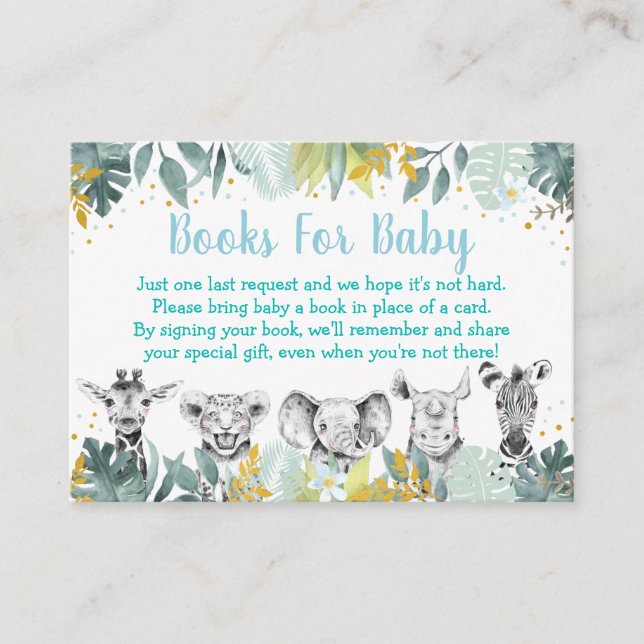 Carte D'accompagnement Baby shower Blue Gold Wild One Safari Demande de r (Devant)