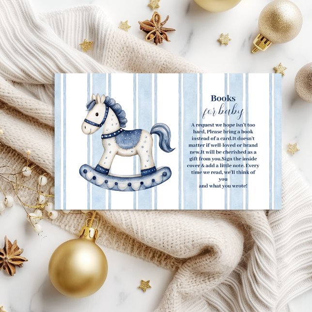 Carte D'accompagnement Baby shower Blue Rocking Horse Livres pour bébé (Créateur téléchargé)