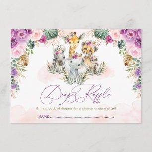 Carte D'accompagnement Baby shower Bohème Safari Jungle Déchets Raffle