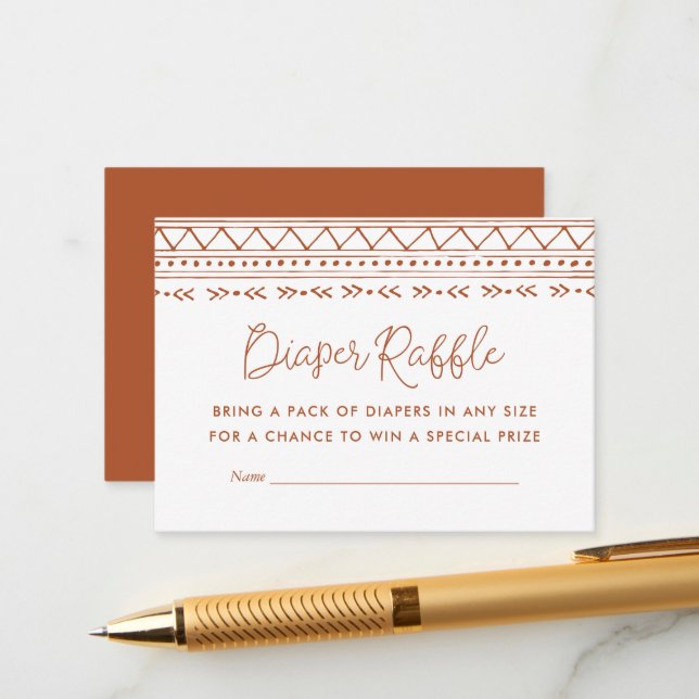 Carte D'accompagnement Baby shower Boho moderne Raffle de couches (Devant/Arrière en situation)