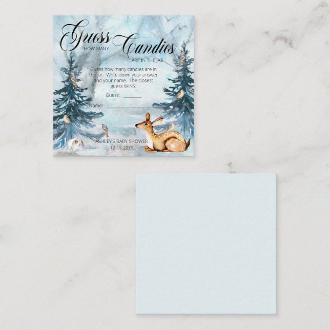 Carte D'accompagnement Baby shower Bois Bois Guess Candies en Jar Game (Devant / Derrière)
