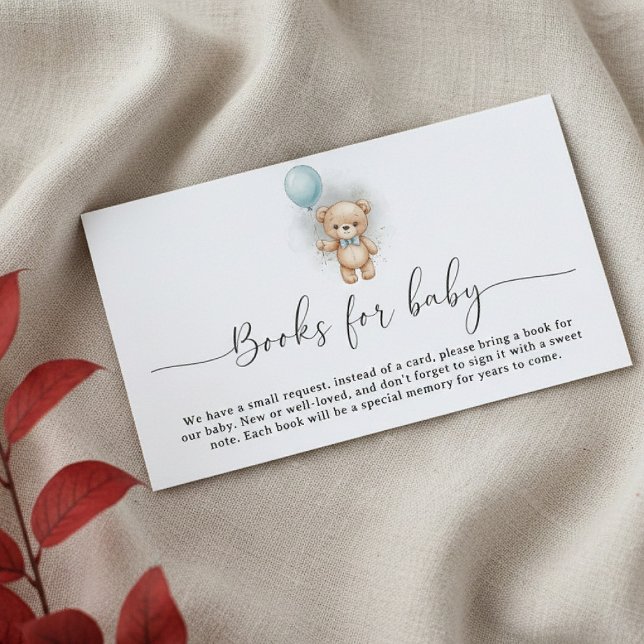 Carte D'accompagnement Baby Shower Book Request  for Boy Blue Balloon (Créateur téléchargé)