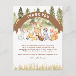 Carte D'accompagnement Baby shower Brown Et Vert Des Animaux De Bois