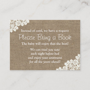 Carte D'accompagnement Baby shower Burlap & dentelle Apportez une demande