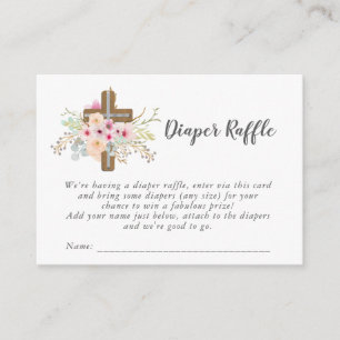 Carte D'accompagnement Baby shower catholique - Croix florale