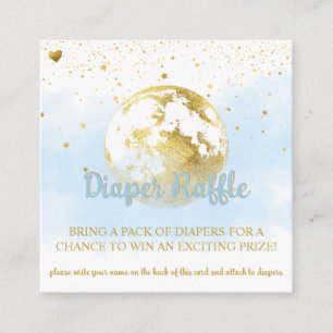 Carte D'accompagnement Baby shower céleste bleu et or Raffle