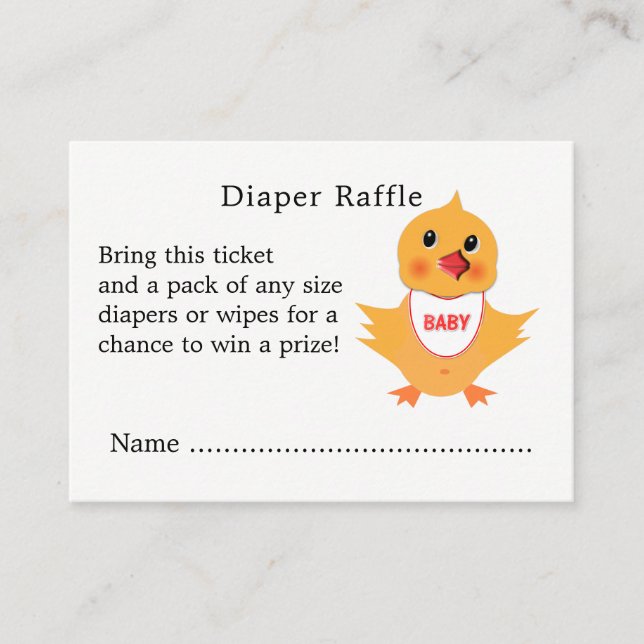Carte D'accompagnement Baby shower Chick Cute Diaper Raffle (Devant)