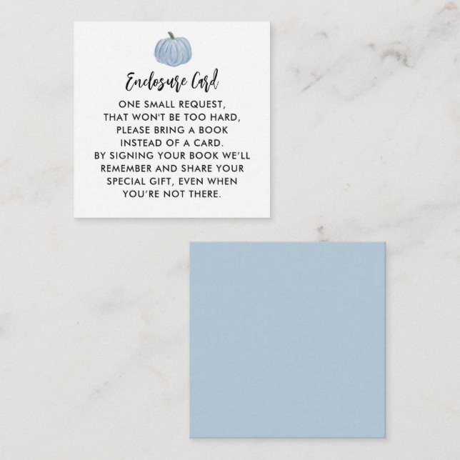 Carte D'accompagnement Baby shower Citrouille bleu (Devant / Derrière)