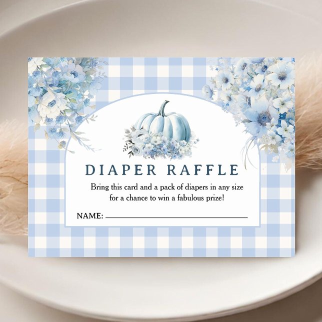 Carte D'accompagnement Baby shower Citrouille bleu Chauffage Raffle (Créateur téléchargé)
