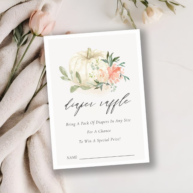 Carte D'accompagnement Baby shower citrouille Blush Floral Dipper Raffle (Créateur téléchargé)