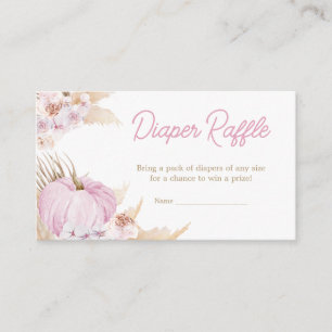 Carte D'accompagnement Baby shower Citrouille Boho rose Déchets Raffle