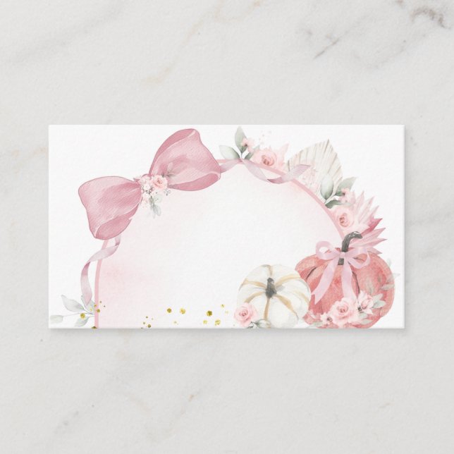 Carte D'accompagnement Baby shower Citrouille Coquette rose (Devant)
