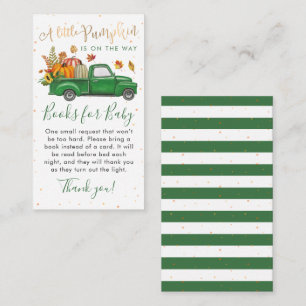 Carte D'accompagnement Baby shower Citrouille de camion vert Livres pour