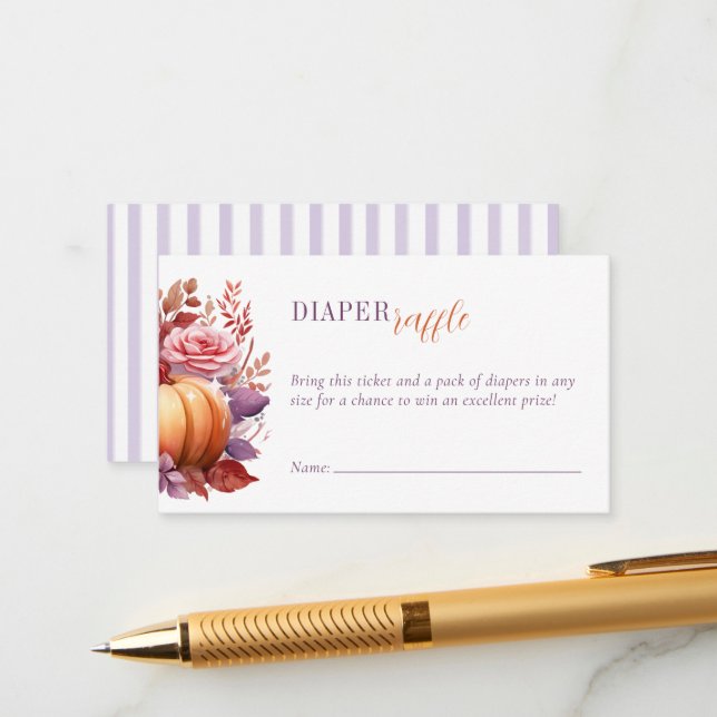 Carte D'accompagnement Baby shower Citrouille  de l'aquarelle de la couch (Devant/Arrière en situation)