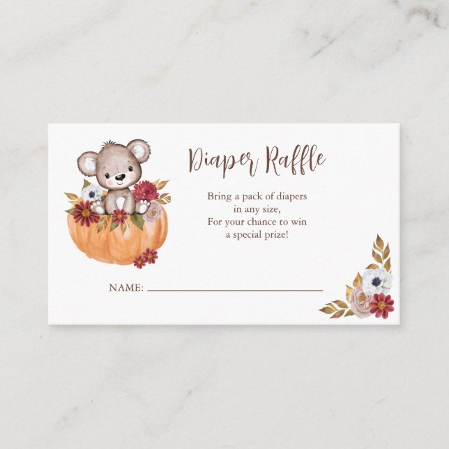Carte D'accompagnement Baby shower Citrouille de l'ours en peluche (Devant)