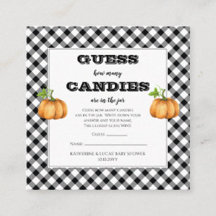 Carte D'accompagnement Baby shower citrouille Guess Candies en Jar Game