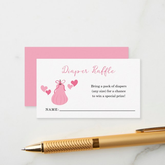 Carte D'accompagnement Baby shower Citrouille rose béquille  béquille (Devant/Arrière en situation)