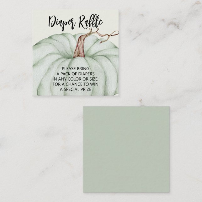Carte D'accompagnement Baby shower Citrouille vert Déchets Raffle (Devant / Derrière)