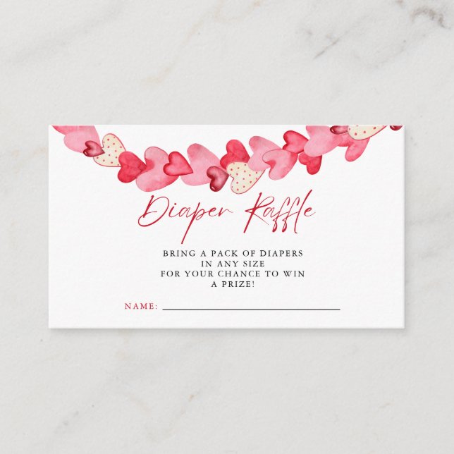 Carte D'accompagnement Baby shower Coeurs rouges rose moderne Raffle de c (Devant)