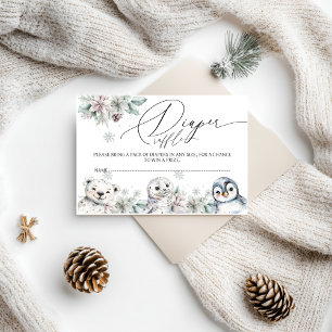 Carte D'accompagnement Baby Shower Couches Bébés Animaux Arctiques Tirage