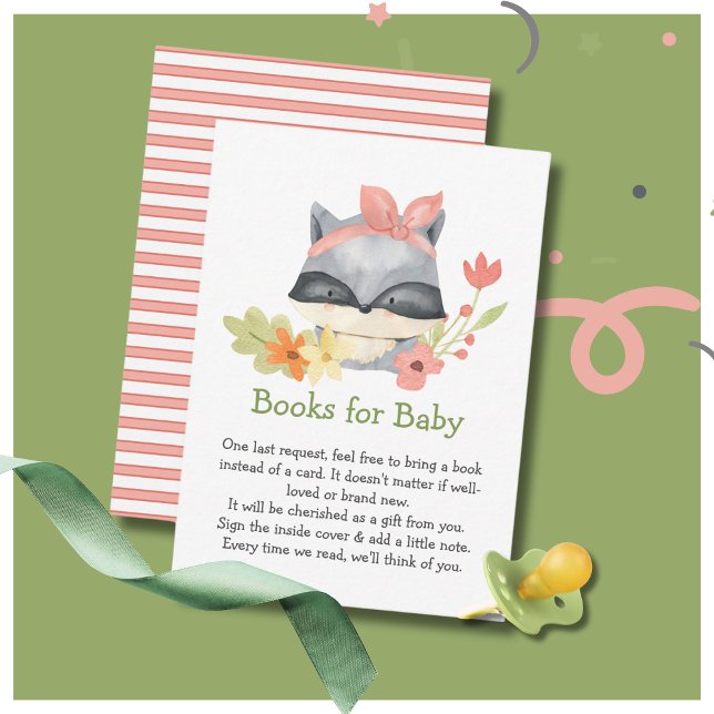 Carte D'accompagnement Baby shower cousue Baby Raccoon | Livres Pour Bébé (Créateur téléchargé)
