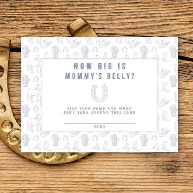 Carte D'accompagnement Baby shower Cowboy Quelle taille a le ventre de ma (Créateur téléchargé)