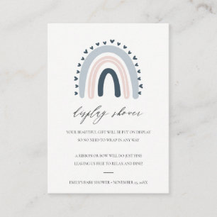 CARTE D'ACCOMPAGNEMENT BABY SHOWER D'AFFICHAGE DE COEUR BLEU BLEUE CUTE