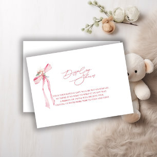 Carte D'accompagnement Baby shower d'affichage Floral Bow rose