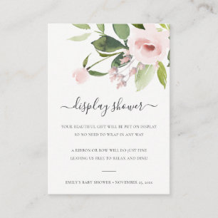 CARTE D'ACCOMPAGNEMENT BABY SHOWER D'AFFICHAGE FLORAL EN ROSE BLANC LAVÉ