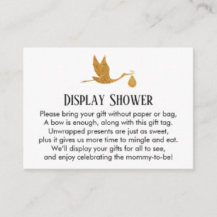 Carte D'accompagnement Baby shower d'affichage Gold Stork Insérer une car
