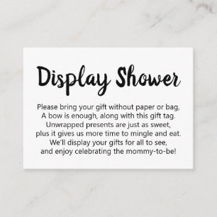 Carte D'accompagnement Baby shower d'affichage noir et blanc simple sans