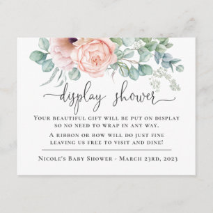 Carte D'accompagnement Baby shower d'affichage rose pastel féminin