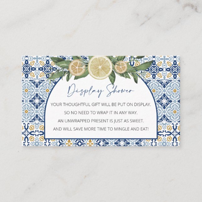 Carte D'accompagnement Baby shower d'affichage, thème italien non emballé (Devant)