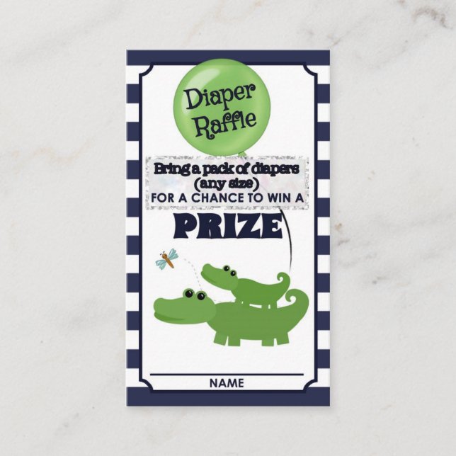 Carte D'accompagnement Baby shower d'alligator BILLETS DIAPER RAFFLE Bleu (Devant)