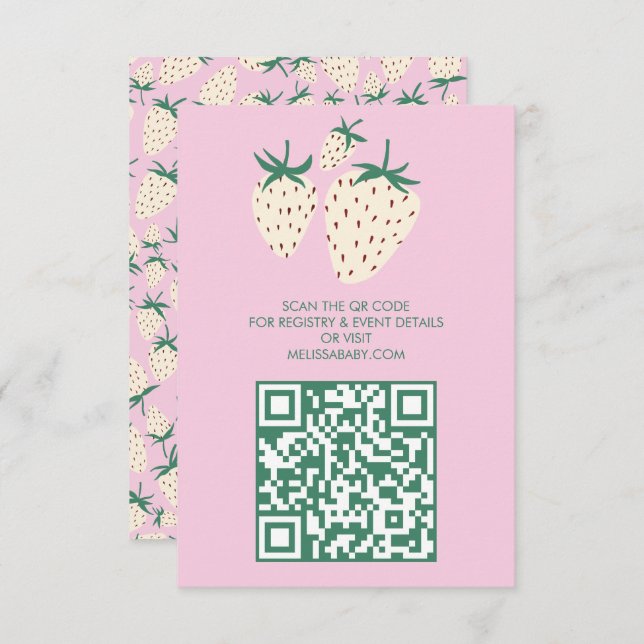 Carte D'accompagnement Baby shower d'ananas blanc mûre fraise QRcode (Devant / Derrière)