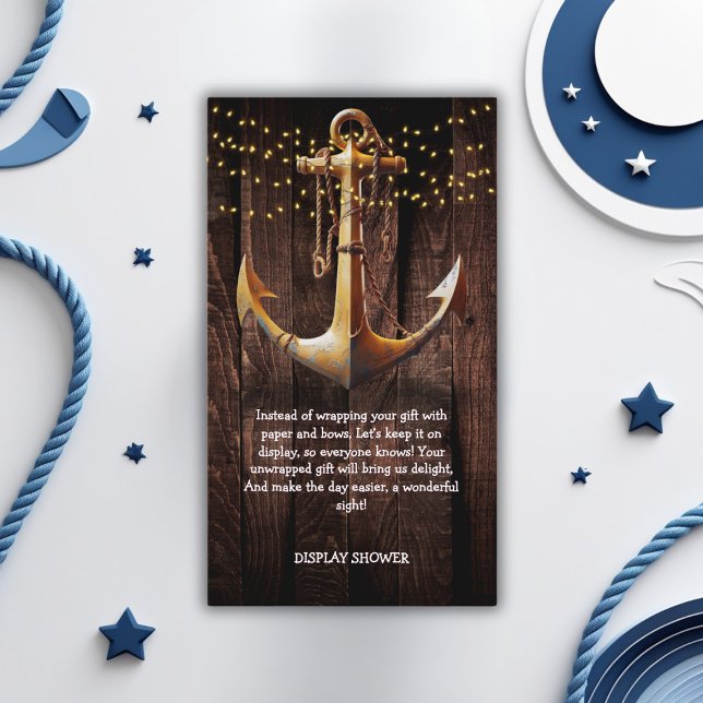 Carte D'accompagnement Baby shower d'Ancre en or rustique (Créateur téléchargé)