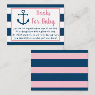 Carte D'accompagnement Baby shower d'Ancres nautiques de la Marine rose