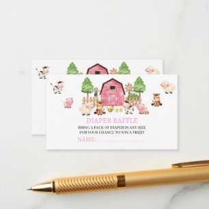 Carte D'accompagnement Baby shower d'animaux de ferme roses