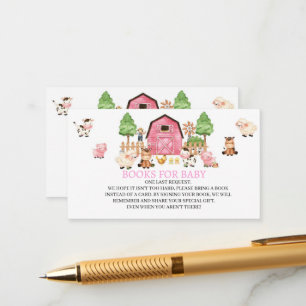 Carte D'accompagnement Baby shower d'animaux de ferme roses