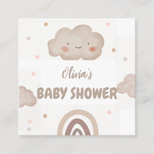 Carte D'accompagnement Baby shower d'aquarelle beige (Devant)