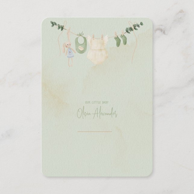 Carte D'accompagnement Baby shower d'aquarelle blanc et beige (Devant)