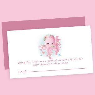 Carte D'accompagnement Baby shower d'aquarelle rose octopus Raffin de cou