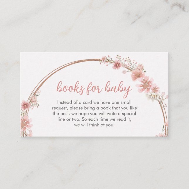 Carte D'accompagnement Baby shower d'arc floral rose pâle Livres pour béb (Devant)
